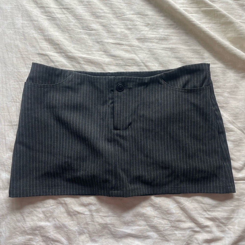 Gray Pinstripe Mini Skirt